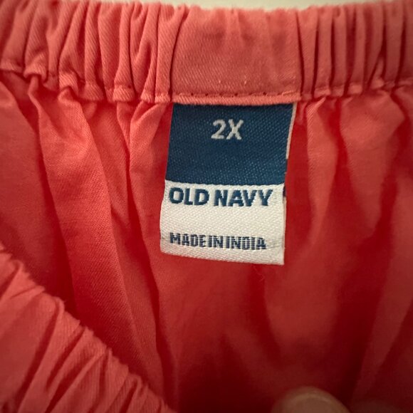 Old Navy Womens Coral Peasant Blouse 2X Cotton Short Sleeve Elastic Neck - Picture 4 of 12